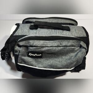 Zippy Paws Small Dog Adventure Backpack Gray Black Multi Zip Closure Pouchs